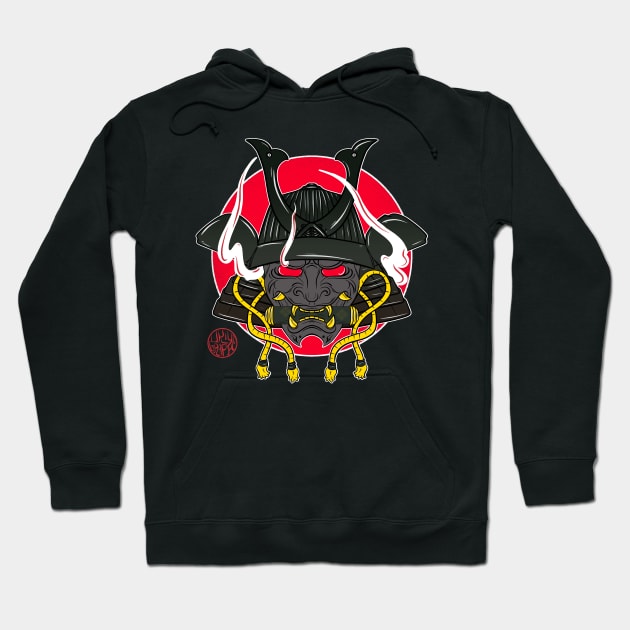 Hannya and samurai helmet Hoodie by Ukiyograph